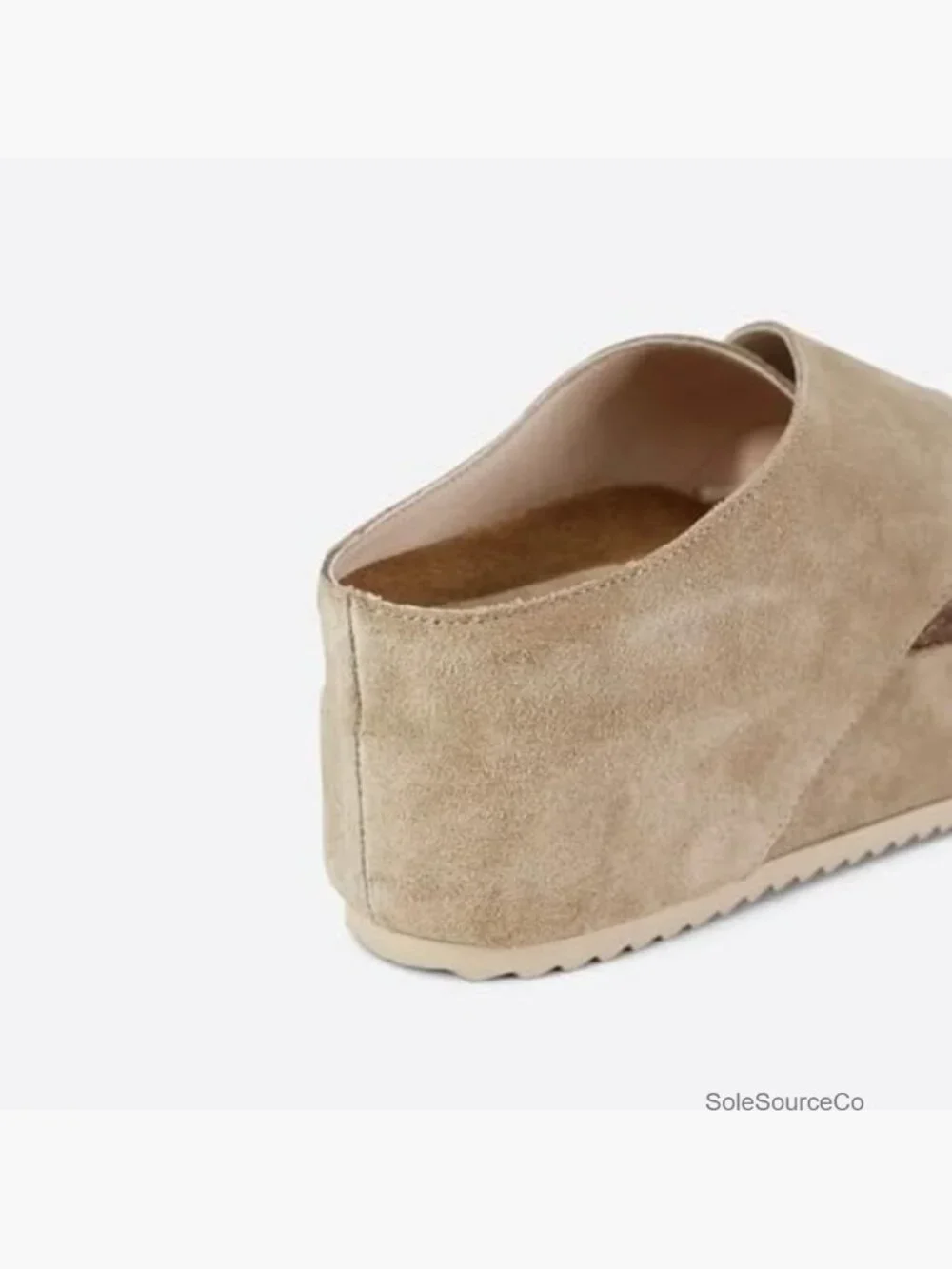 Women's Suede Platform Sandals Cork Footbed Flatform Slide Sandals Criss Cross